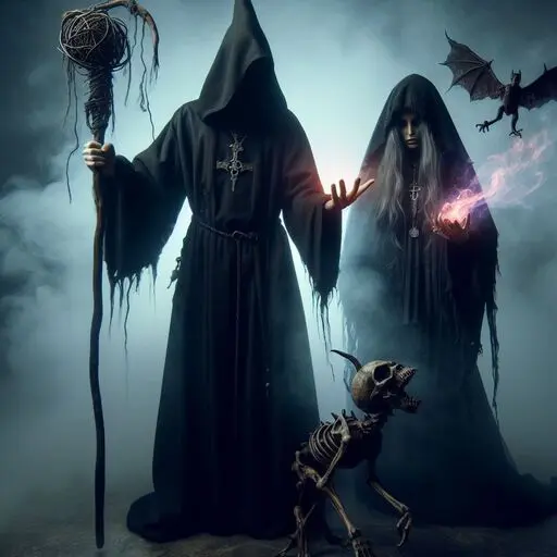 necros-with-pet-casting-spell necros con esqueleto