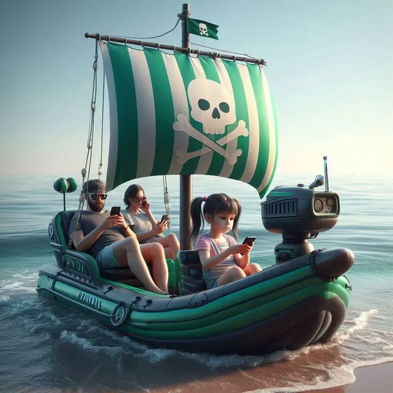 Melotadoso modelo pirata XXXL, verde, para toda la familia, a motor, controlado con el móvil